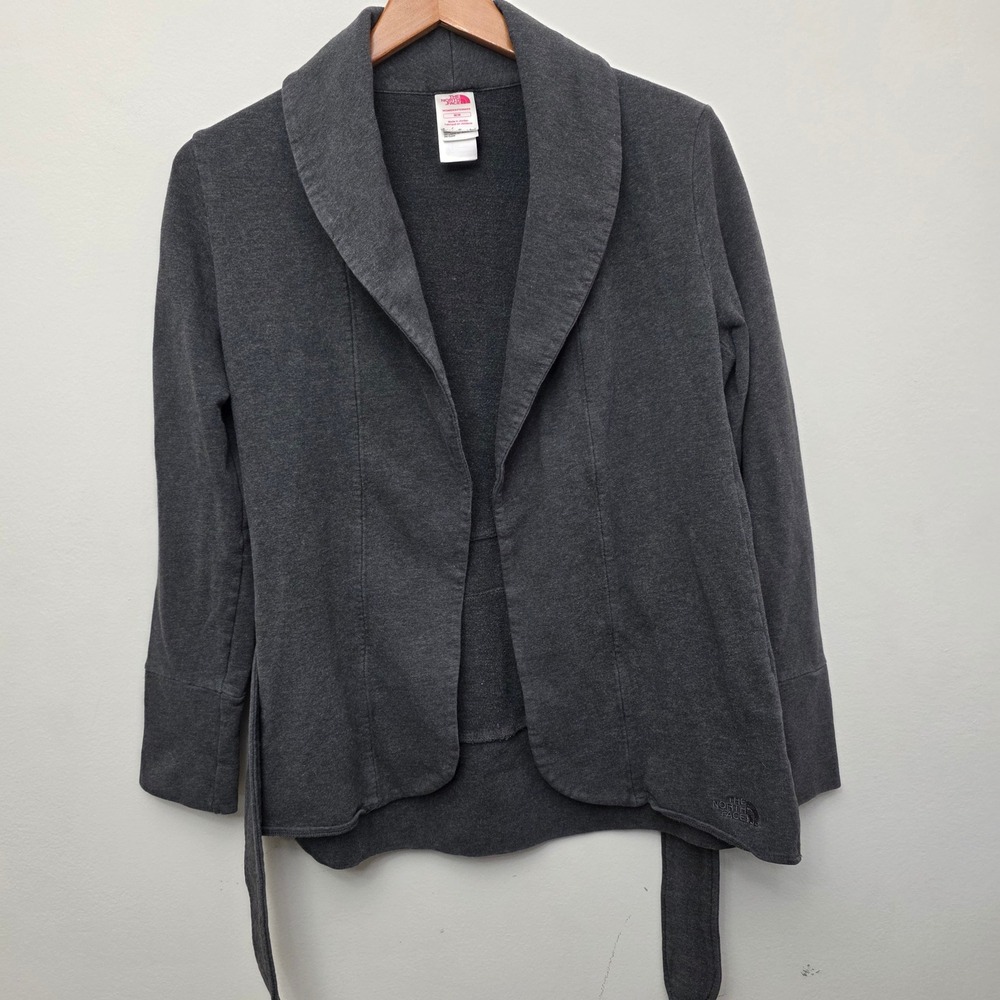 The North Face‎ Womens Cardigan Blazer Jacket Charcoal M Belted Shawl Collar